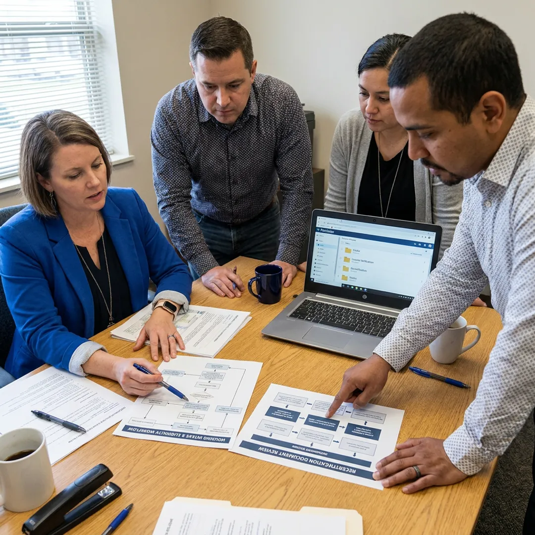 Consultant mapping a housing records workflow
