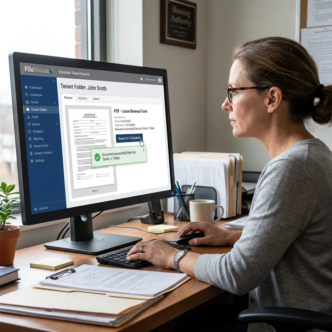 Electronic signature workflow for housing PDF forms