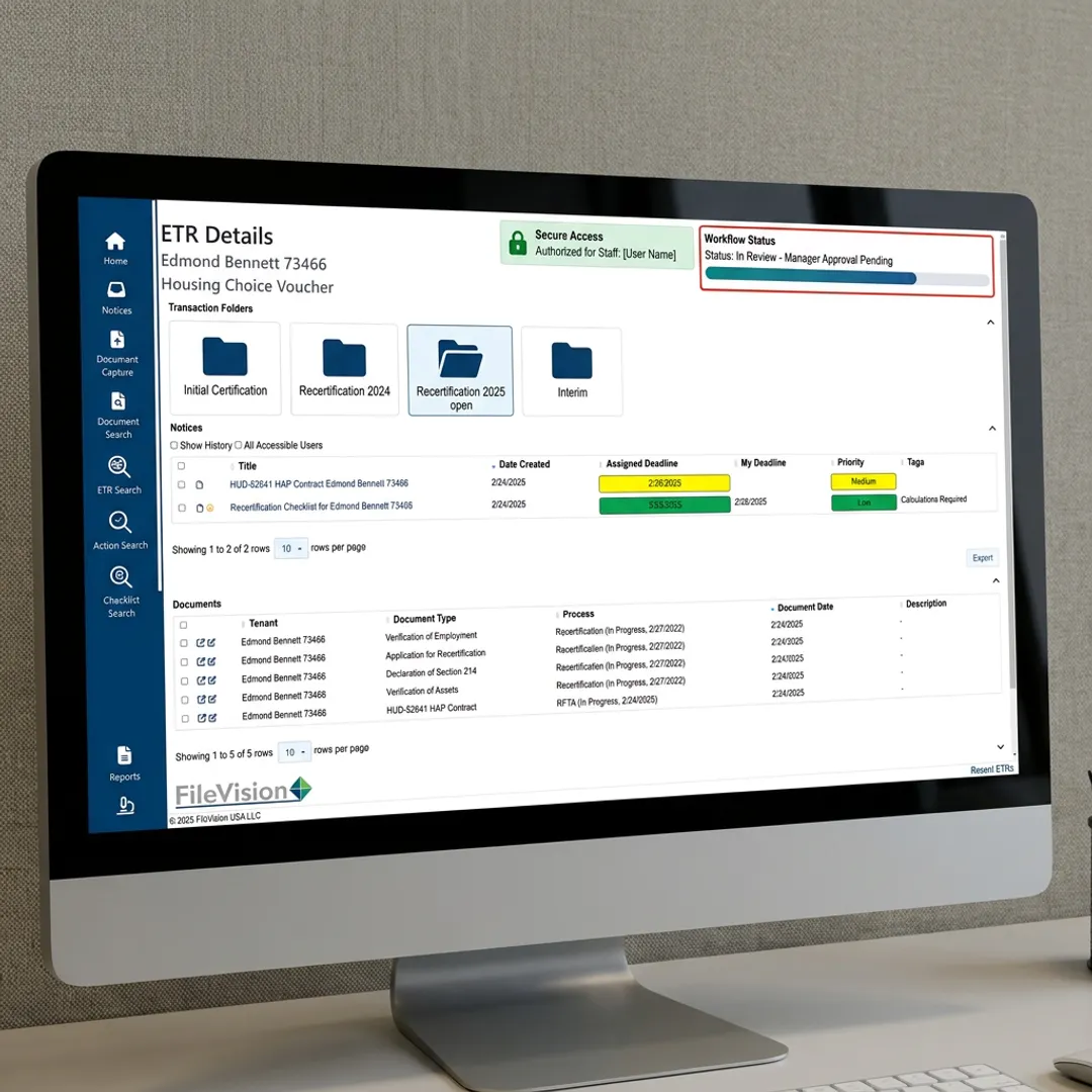 Electronic tenant record organized by transaction