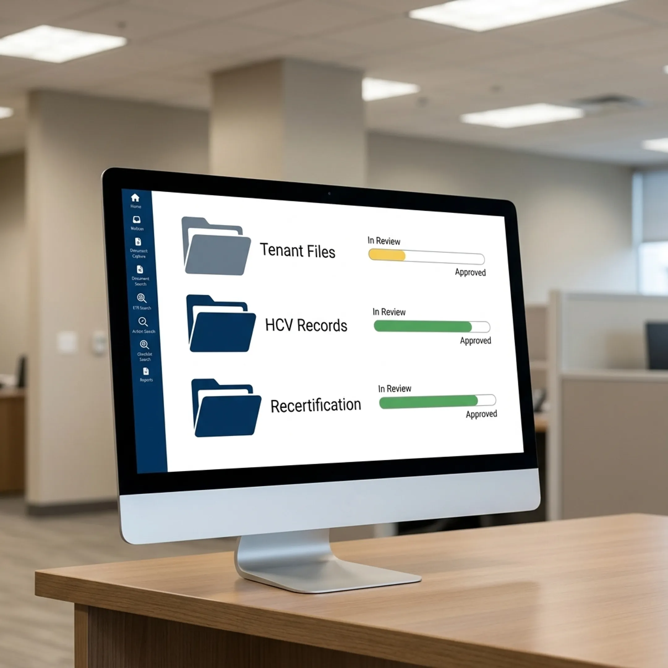 Modern digital document management dashboard interface on computer screen