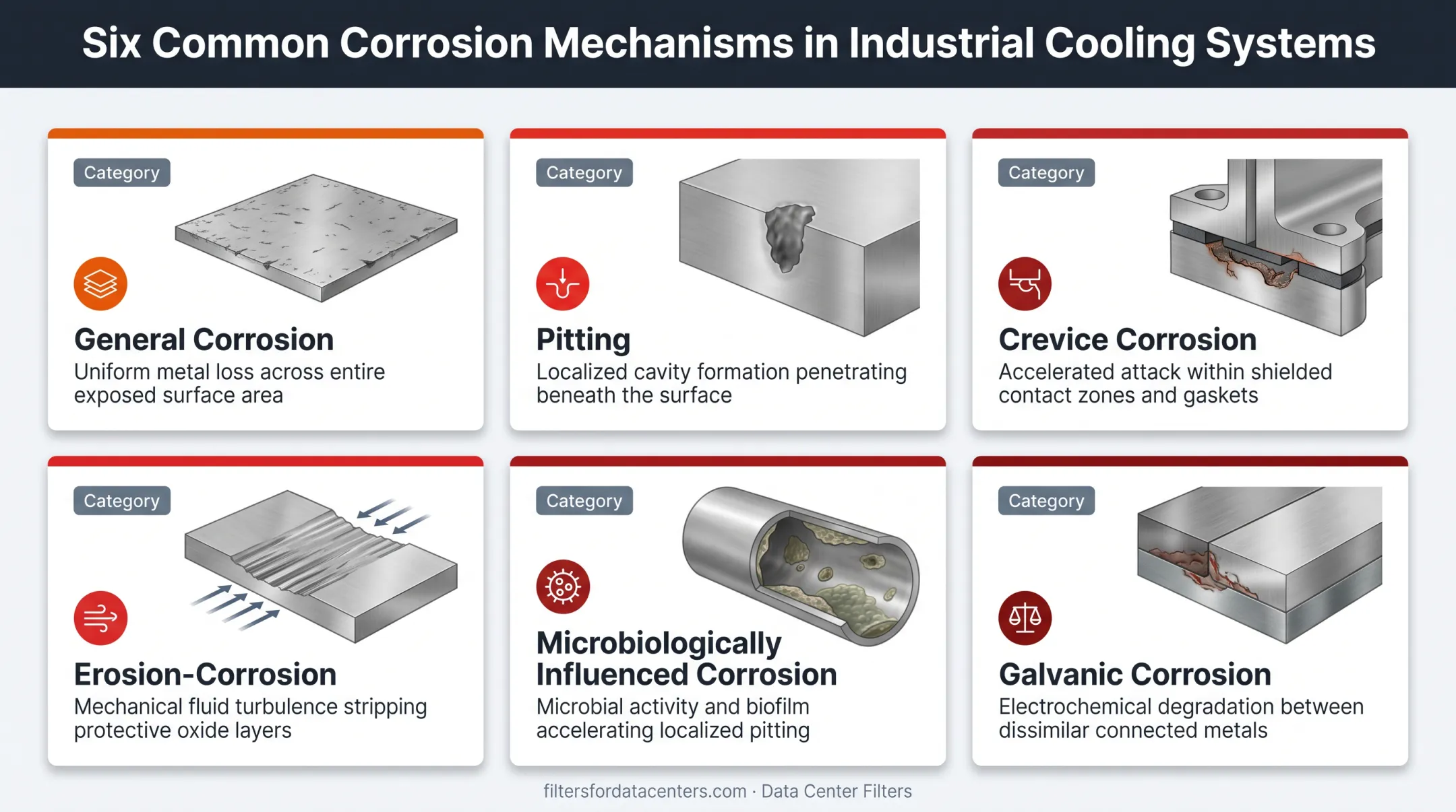 Six seawater corrosion mechanisms threatening data center cooling equipment