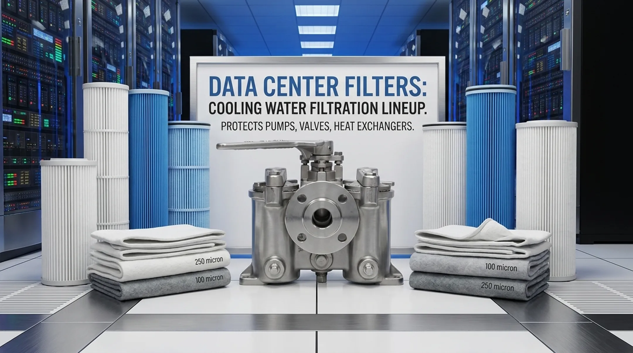Data Center Filters cooling tower filtration cartridges bags and duplex strainers