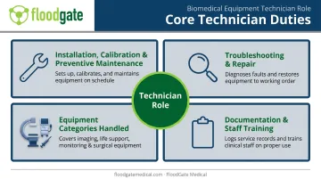Four core responsibility categories of medical device technicians overview