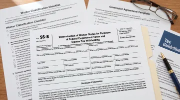 Legal compliance documentation and worker classification assessment forms for contractor management