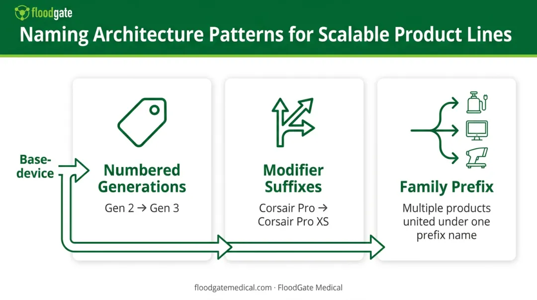 Scalable medical device naming architecture patterns for product line growth