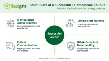 Four key components of telemedicine program rollout management infographic