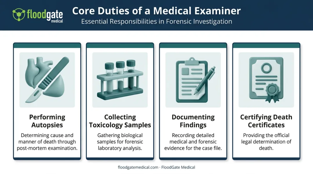 Four core medical examiner duties from autopsy to death certification