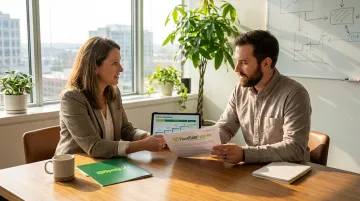 Career coach guiding medical physicist through MedTech industry transition planning