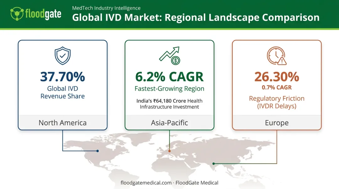 North America Asia-Pacific Europe clinical diagnostics market share comparison