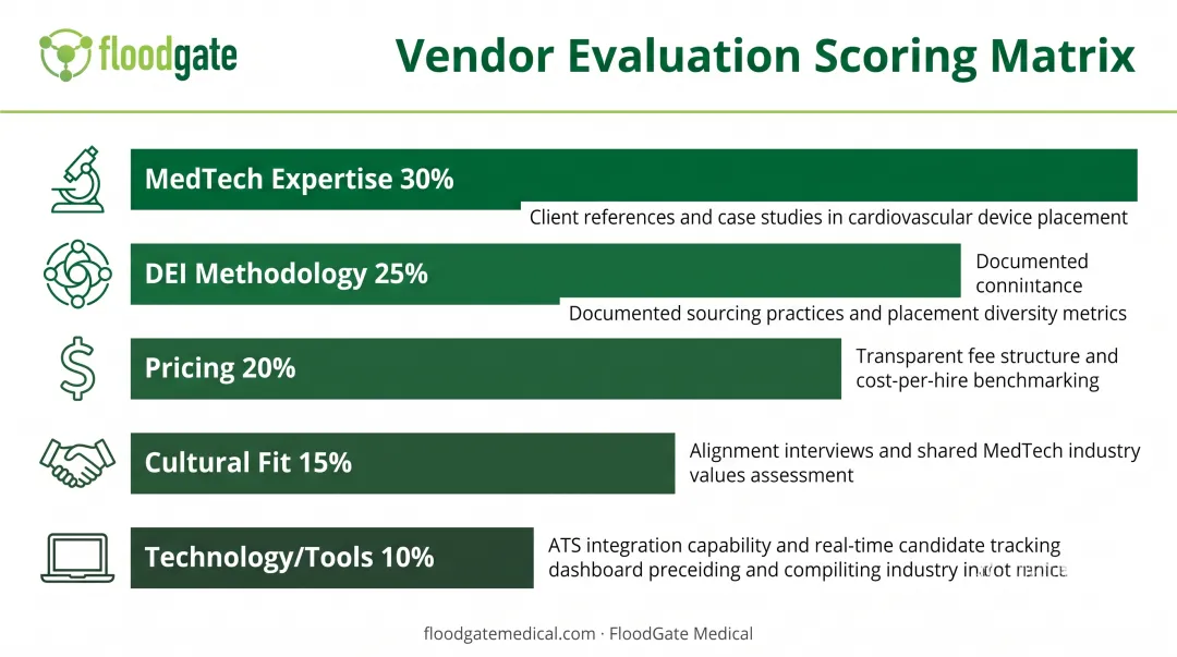 RFP evaluation criteria scoring matrix with weighted percentages for vendor selection