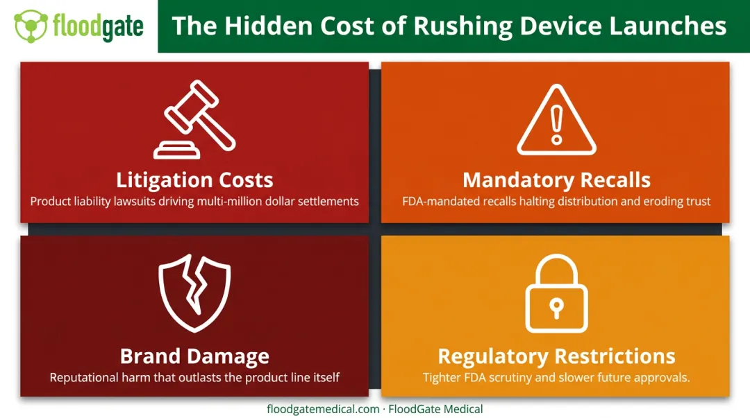 Business costs of inadequate medical device testing and rushed launches