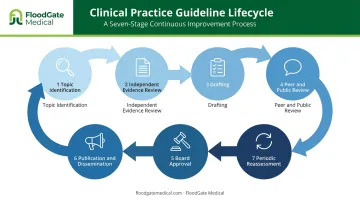Seven-stage clinical guideline development and lifecycle process flow