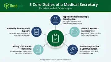 Five core duty categories of a medical secretary role breakdown