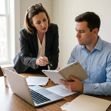 Healthcare professional reviewing career plan