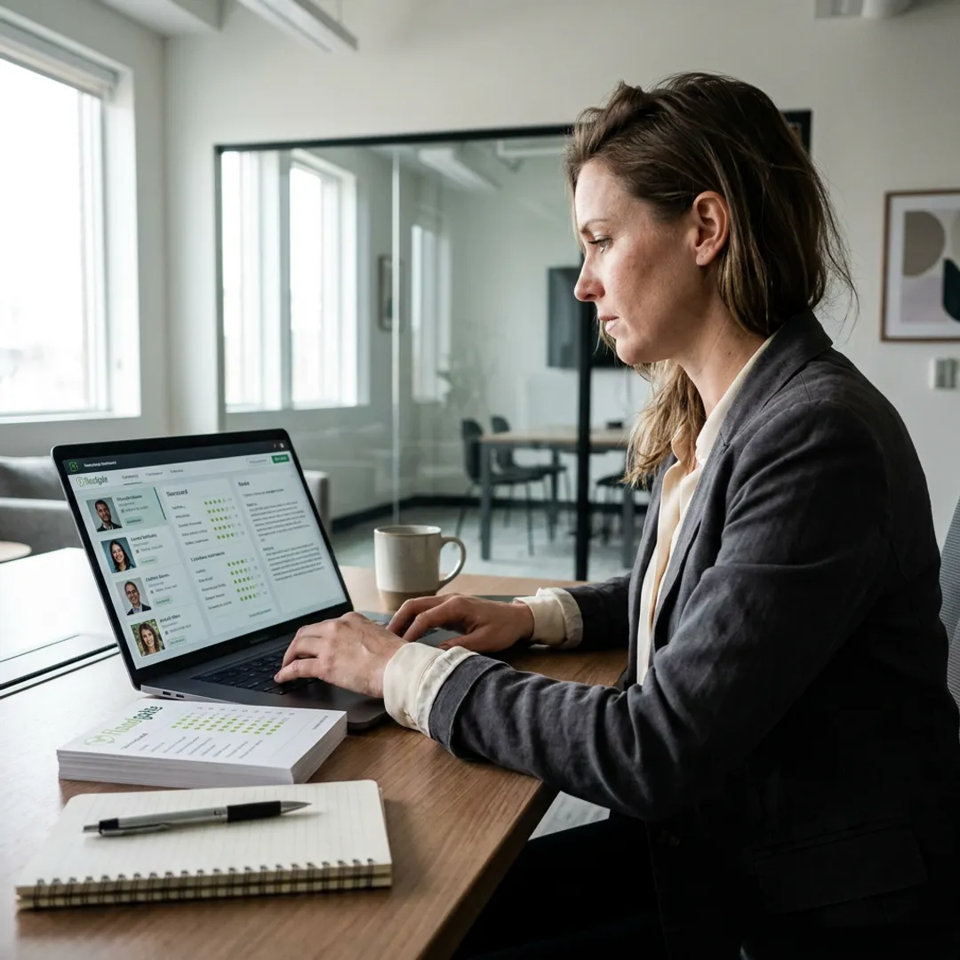 Recruiter reviewing MedTech candidate profiles