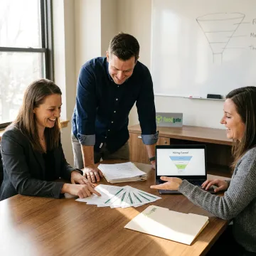 Recruitment team reviewing candidate scorecards