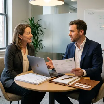 Recruiter reviewing healthcare job opportunities with candidate