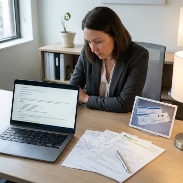 Recruiter reviewing health technician job requirements