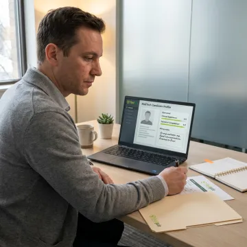 Recruiter reviewing MedTech candidate profiles