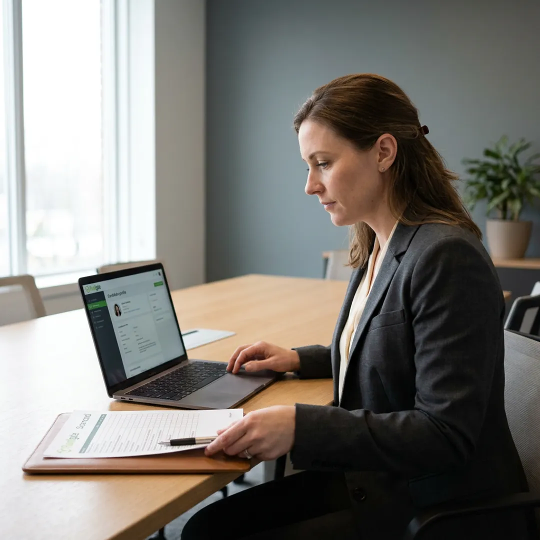 Recruiter reviewing candidate profiles