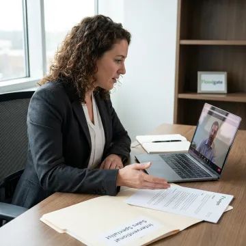Telehealth recruiter consulting with hiring team