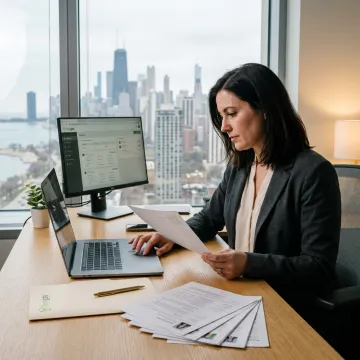 Chicago healthcare recruiter reviewing candidate profiles