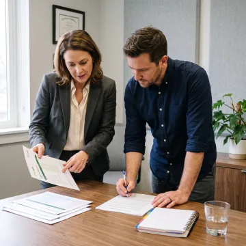 Hiring manager evaluating structured candidate scorecards
