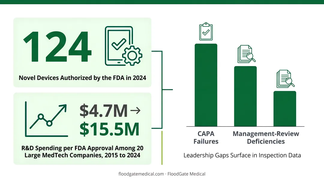 FDA FY2024 device inspection observation types and frequency count breakdown