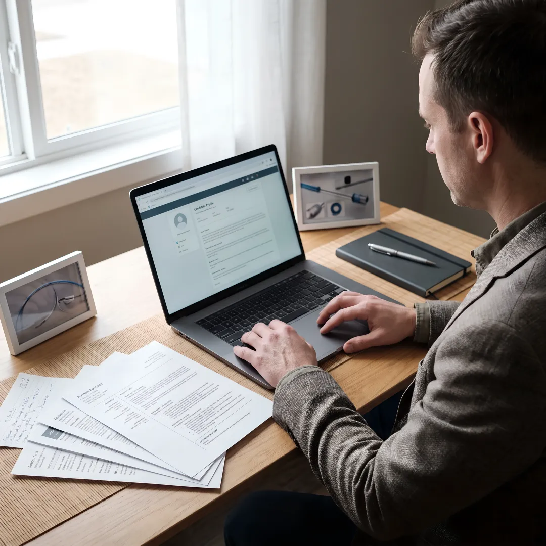 Recruiter reviewing MedTech candidate profiles
