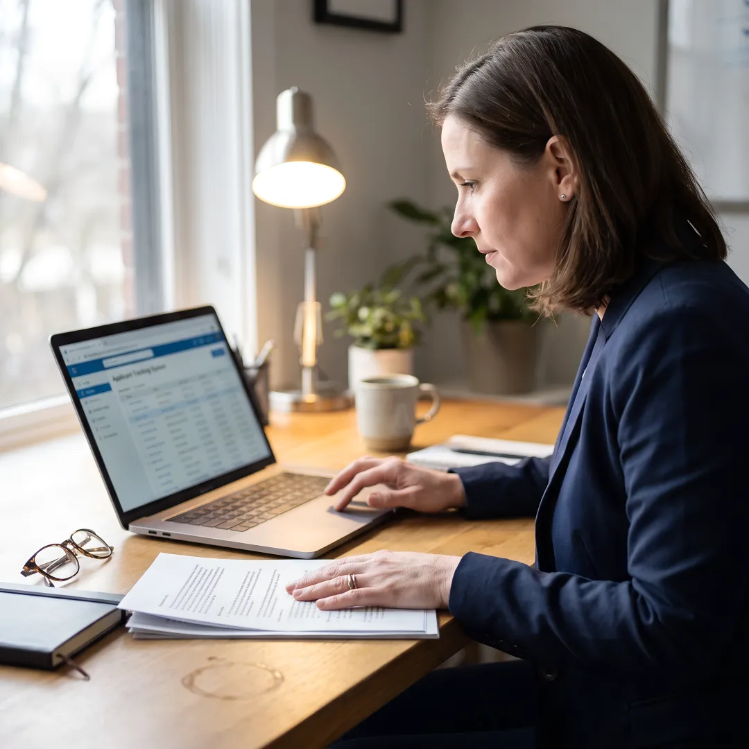 Recruiter reviewing wound care candidate profiles