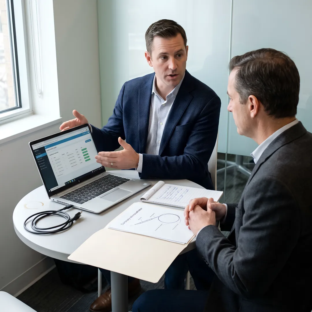 Recruiter interviewing MedTech executive candidate
