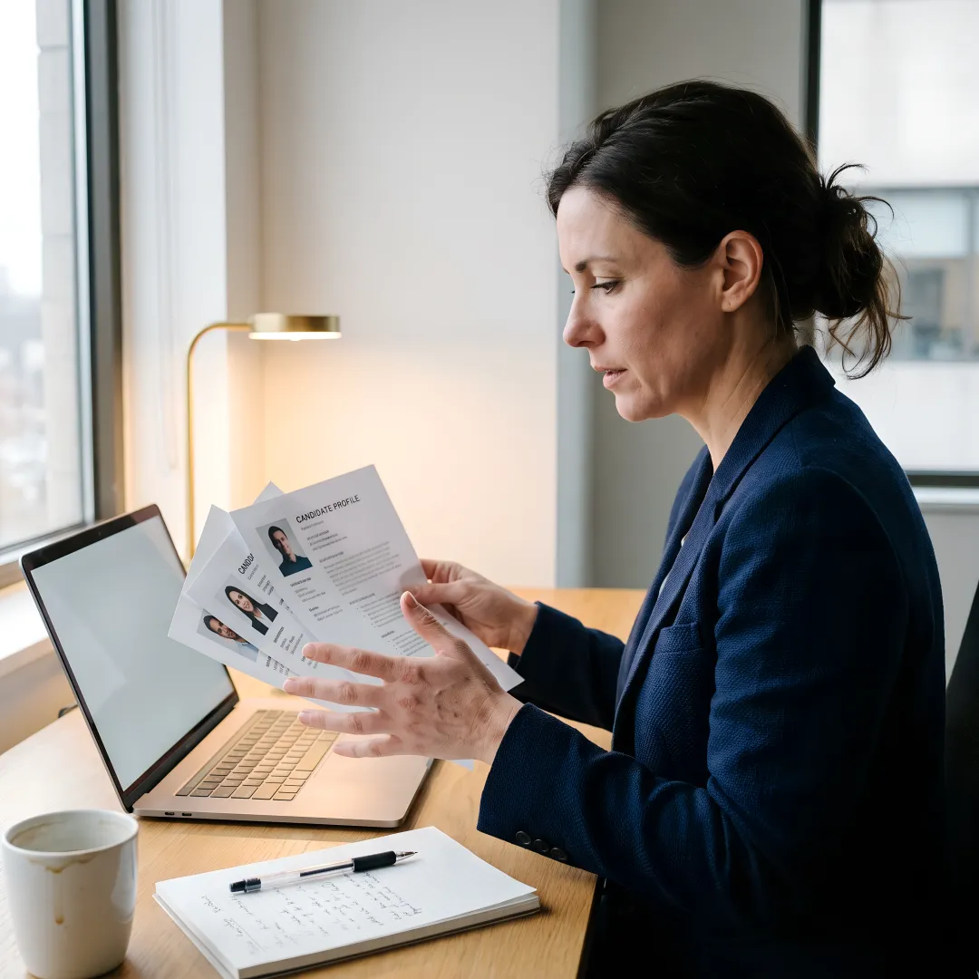 Recruiter guiding a healthcare talent search process
