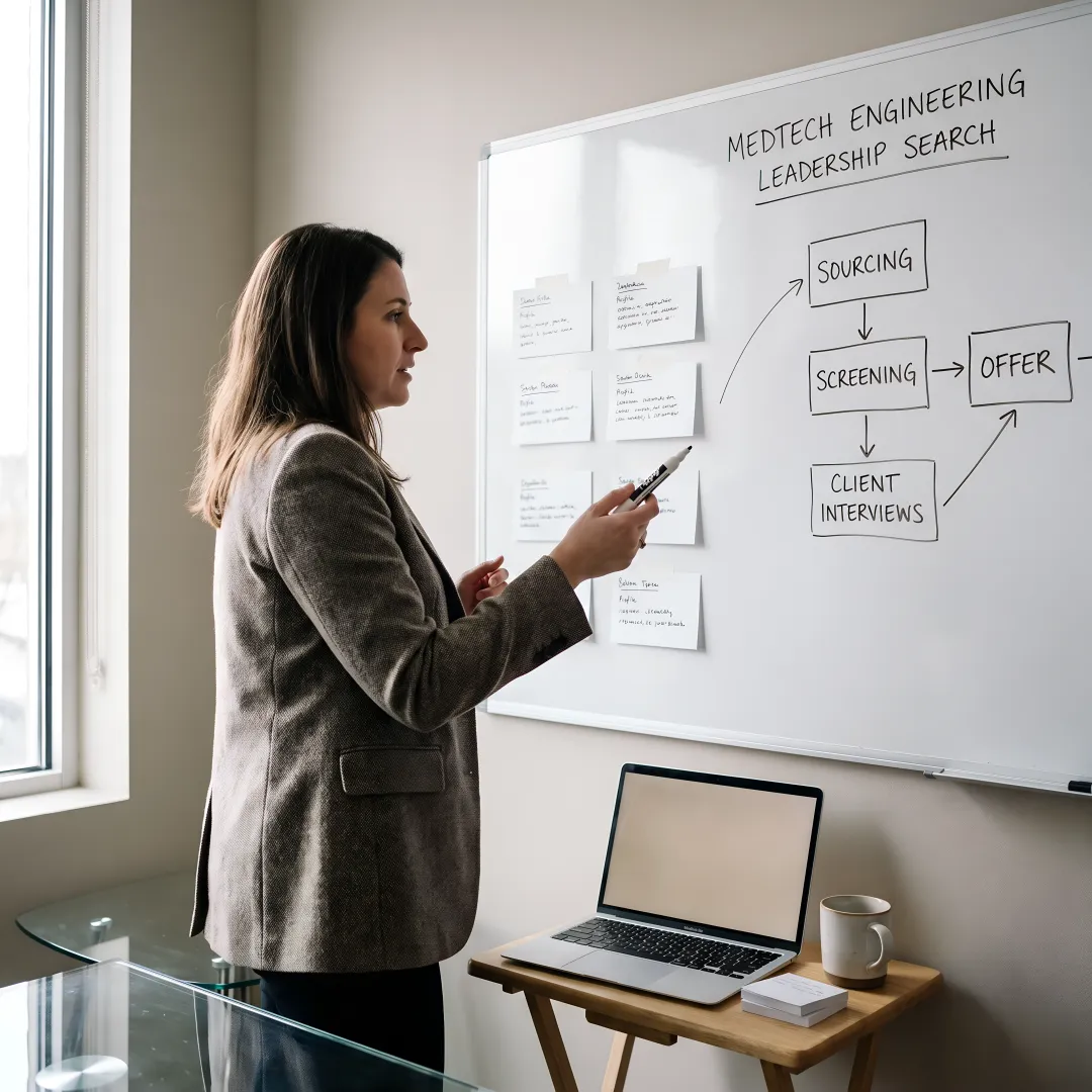 Recruiter mapping MedTech engineering executive search process