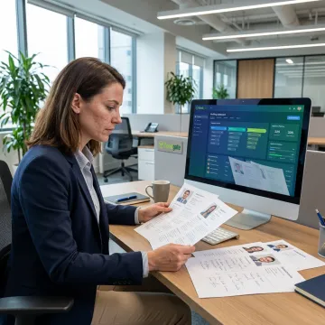 Recruiter reviewing MedTech candidate profiles