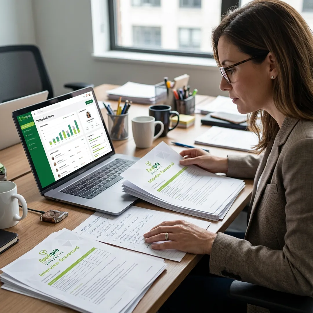 Recruiter reviewing interim executive candidate profiles