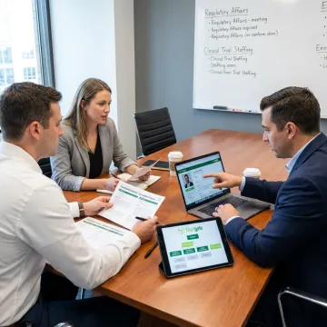 MedTech recruiter discussing staffing solutions with hiring team