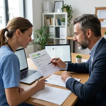 Career coach reviewing healthcare job search plan