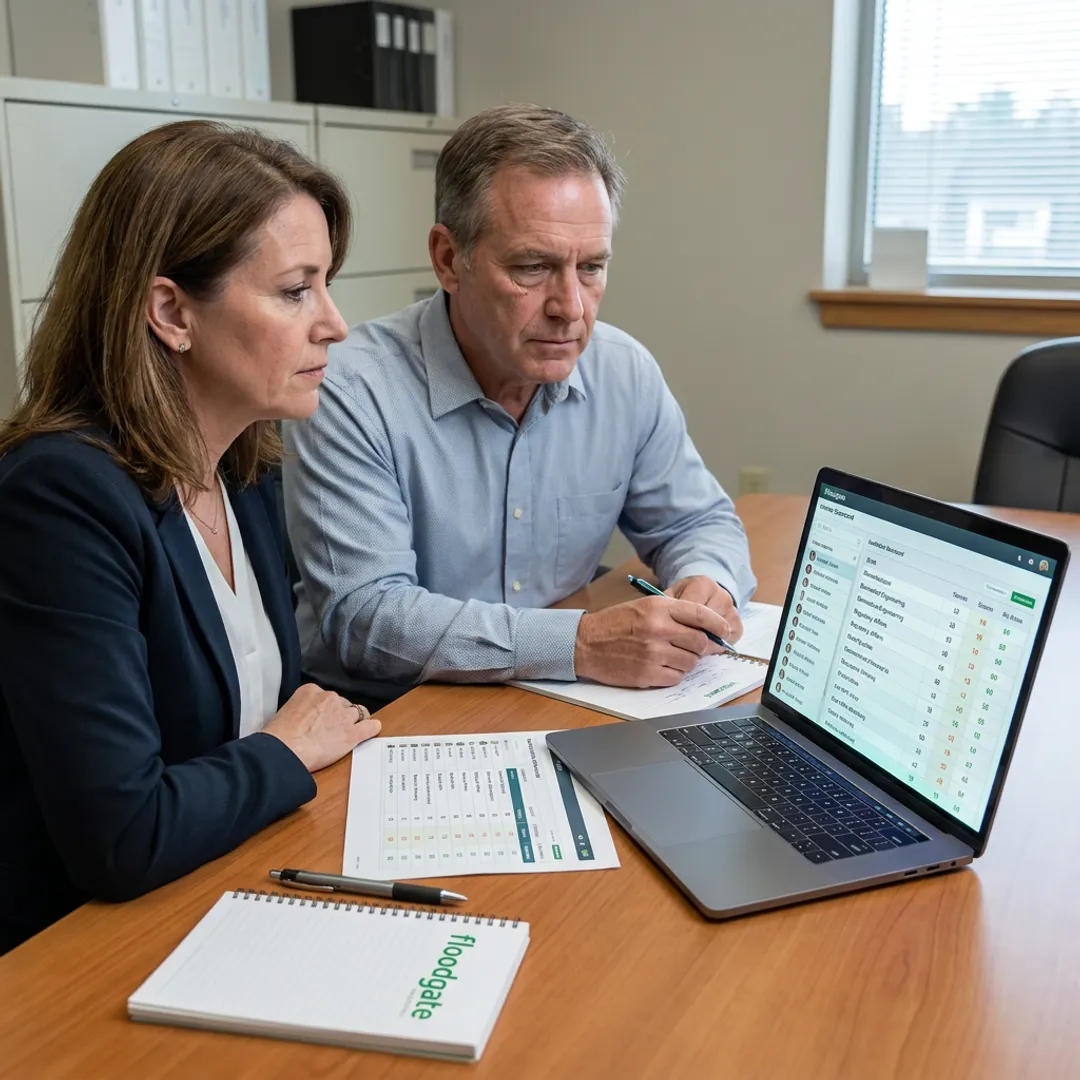 Recruiter reviewing MedTech candidate scorecards