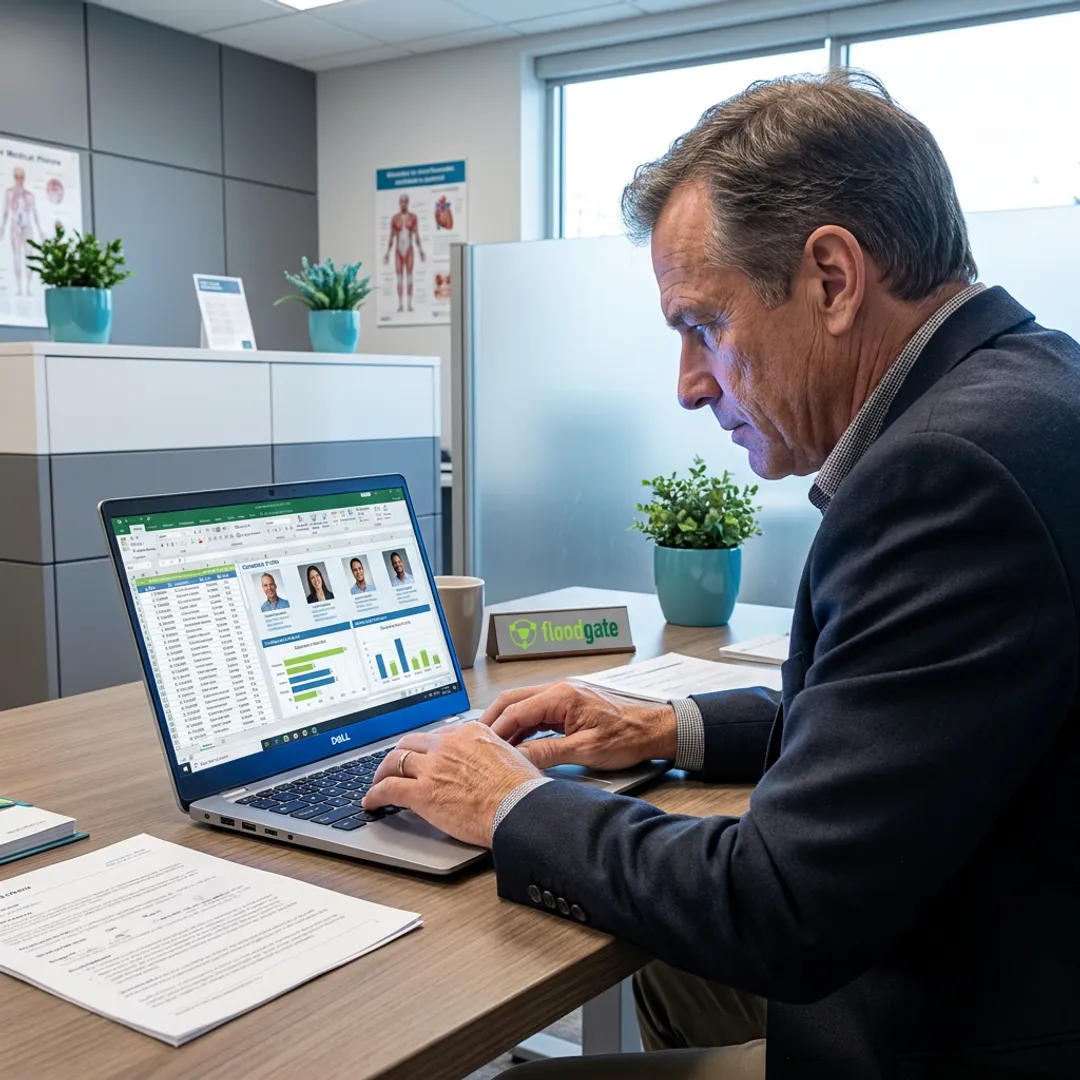 Recruiter reviewing healthcare staffing candidates