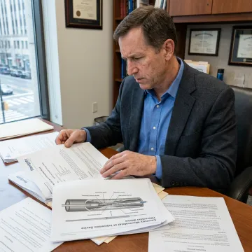 Medical device expert reviewing case documents