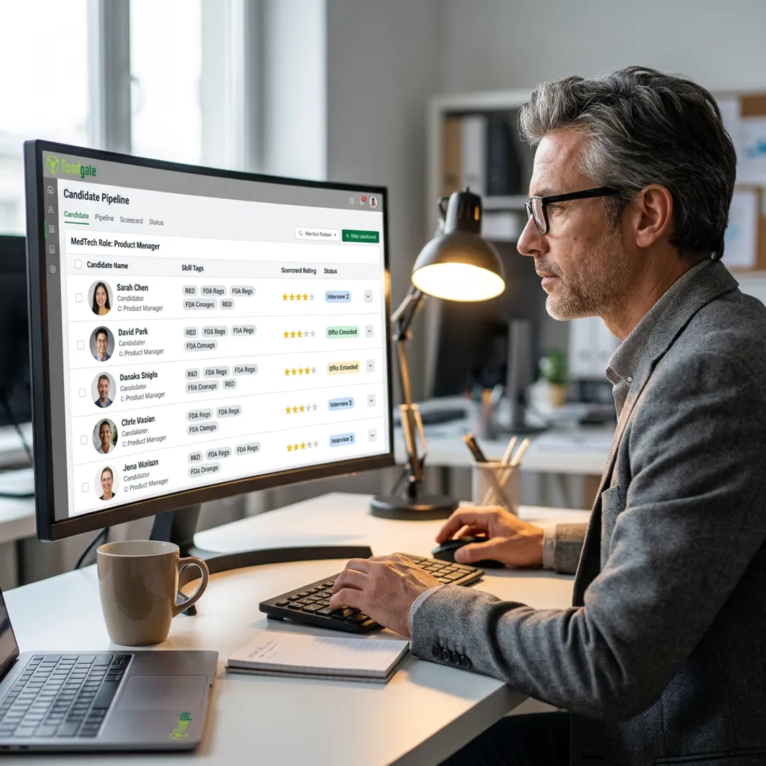MedTech recruiter reviewing candidate profiles