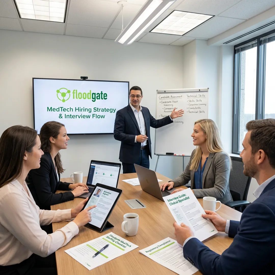 Medical sales professionals in training session
