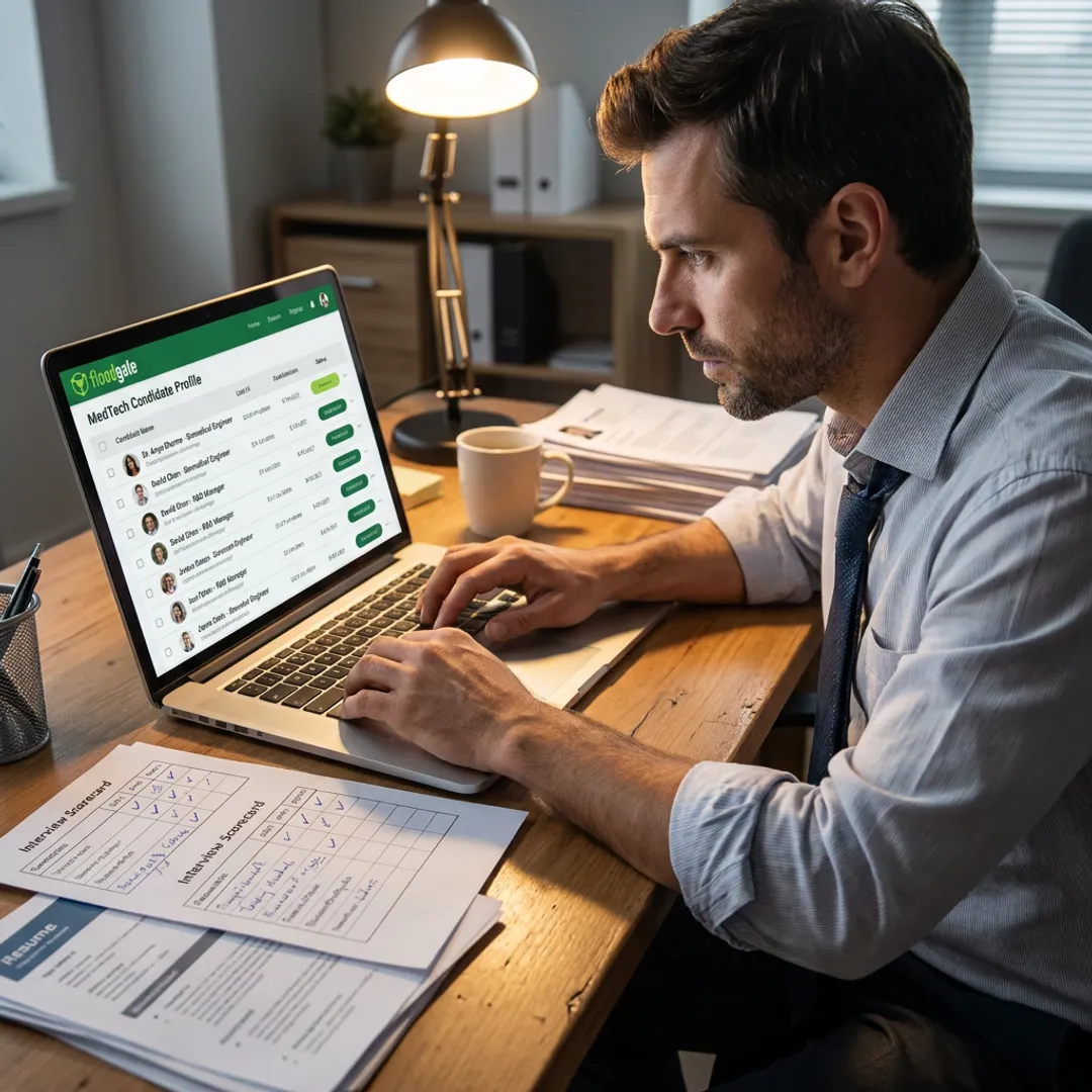 Recruiter reviewing scientific staffing candidates