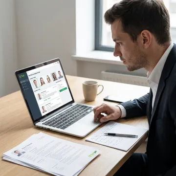 Recruiter reviewing healthcare staffing candidates