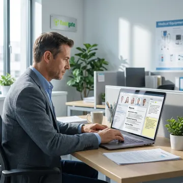 Recruiter reviewing pharmaceutical sales candidates