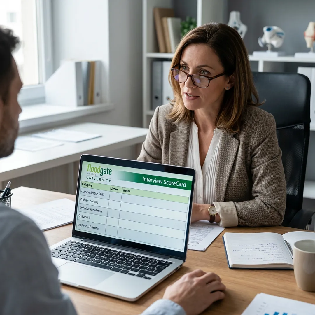 Recruiter reviewing medical staffing candidates