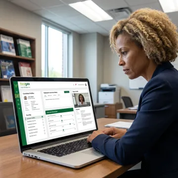 Recruiter reviewing telehealth candidate profiles