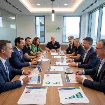 Healthcare executive meeting with MedTech leadership team