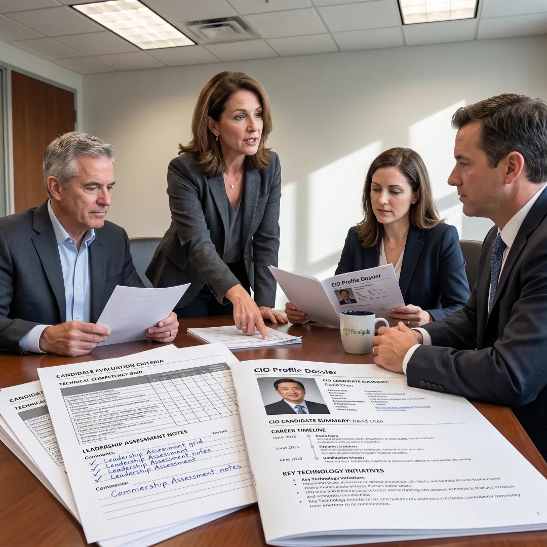 Recruiter reviewing CIO candidate profile