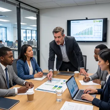 MedTech executive leading a strategy meeting